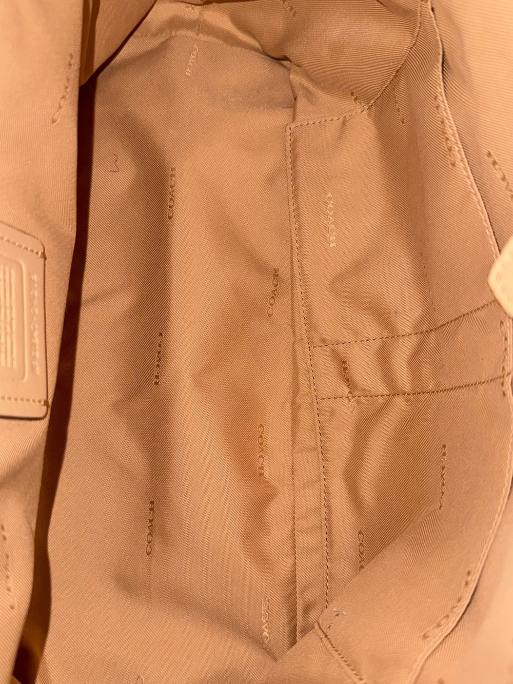 Coach Pebbled Leather Tote in Beige with Pink Scarf Accent and Dog Charm 2018 - Picture 6 of 9